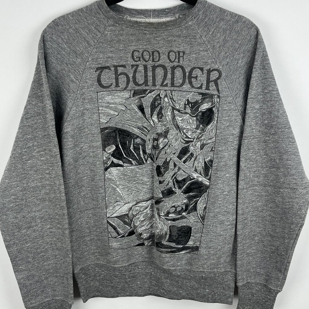 Marvel Sweater Size S Gray Long Sleeve Raglan Crew Neck Cotton Polyester Rayon